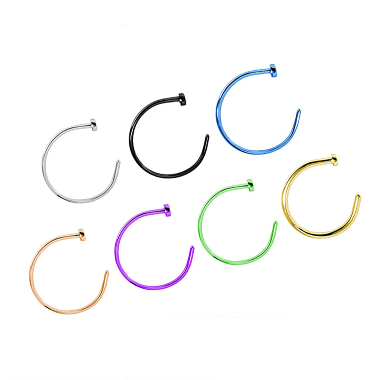 Surgical Steel Nose Ring Hoop 22 Gauge (0.75mm) 5/16" - 7 Colors