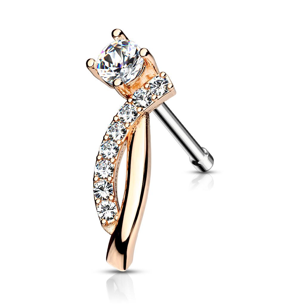 Surgical Steel 20 Gauge Nose Bone Stud with CZ Crawling Curves - photo 6