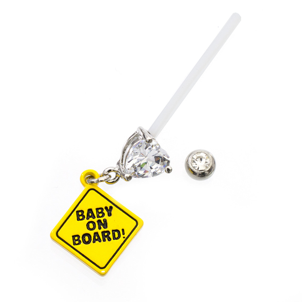 Bio-Flex Long Pregnancy Belly Ring 14 Gauge 1" (25 MM) & Baby on Board