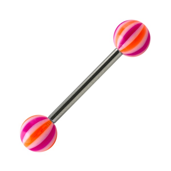 Titanium Tongue Ring Straight Barbell 14 Gauge Acrylic Ball - 10 Pack
