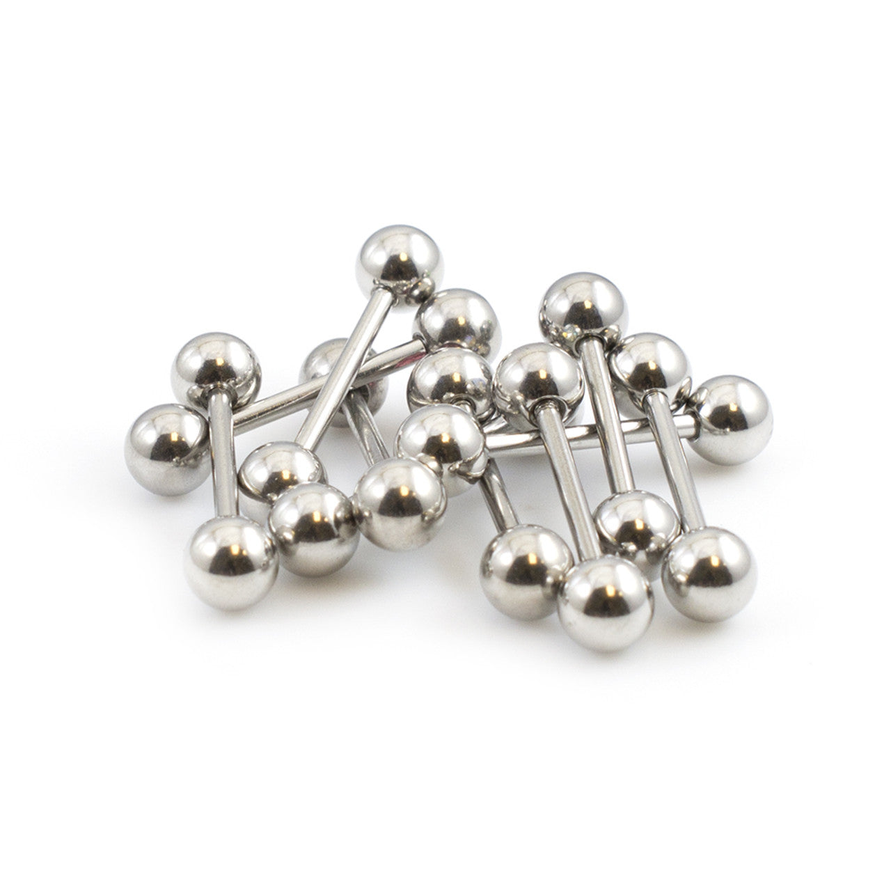 Surgical Steel Tongue Ring Straight Barbell 14 Gauge 5/8" CZ - 20 Pack