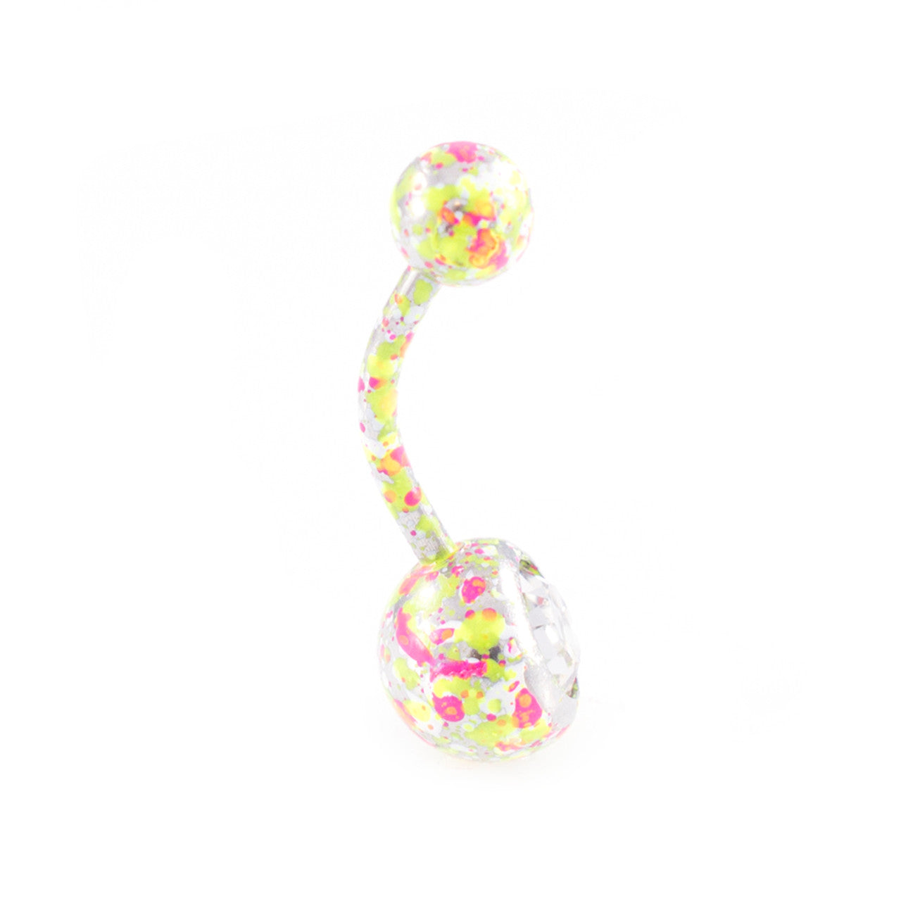 Surgical Steel Belly Button Ring 14 Gauge With Paint Splatter - 2 Pack