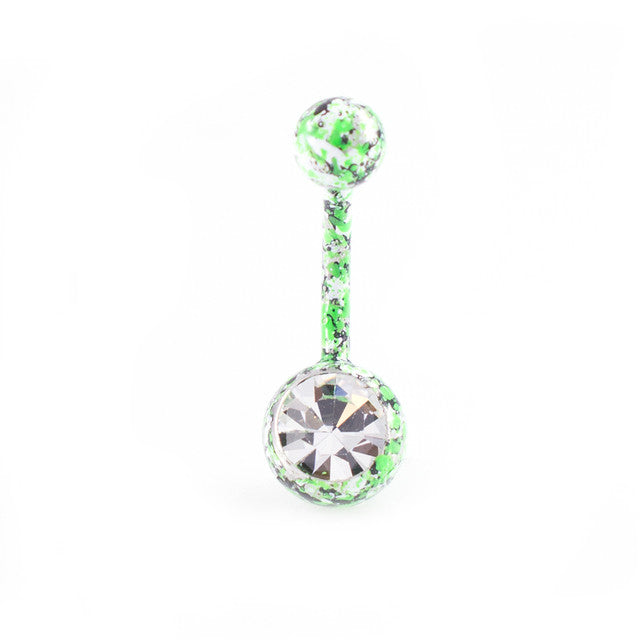 Surgical Steel Belly Button Ring 14 Gauge With Paint Splatter - 4 Pack