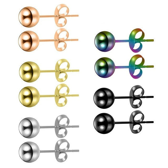 Stainless Steel Earring Stud 20 Gauge with Hollow Ball Ends - 10 Pack