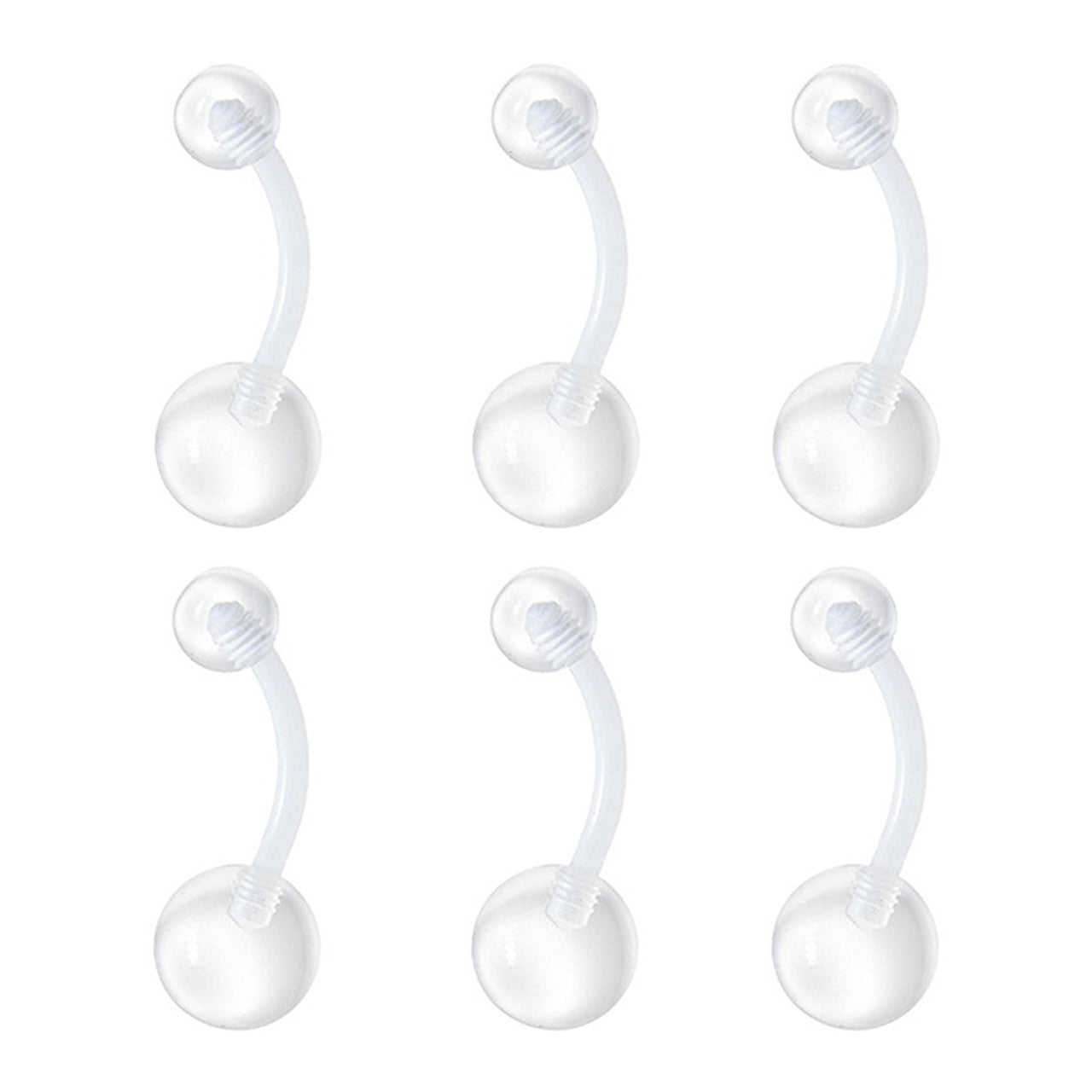 Bio-Flex Clear Belly Button Ring Retainer 14 Gauge 3/8" 10 MM - 6 Pack