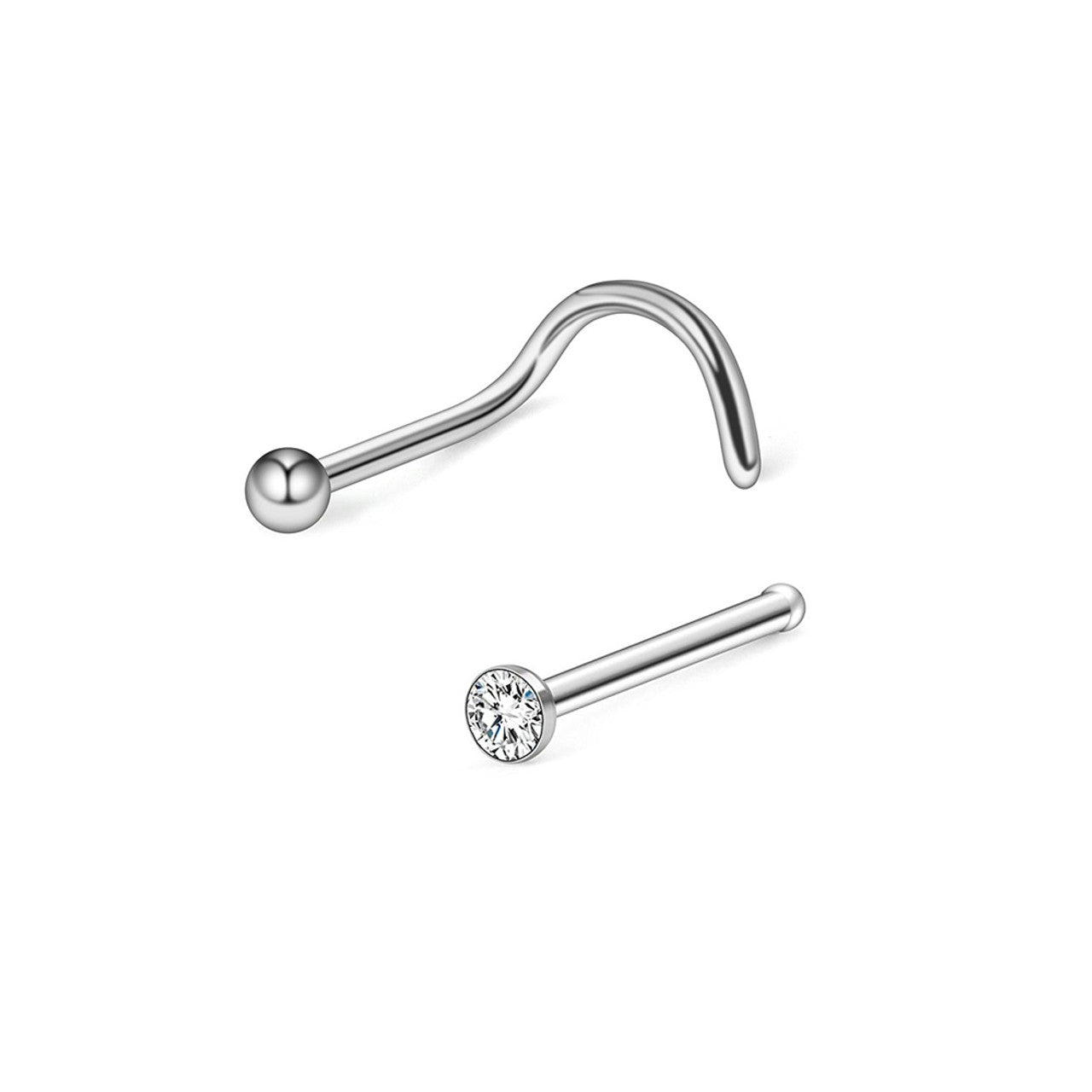 Surgical Steel Nose Ring Stud 20 Gauge Basic's Assortment Kit - Pair