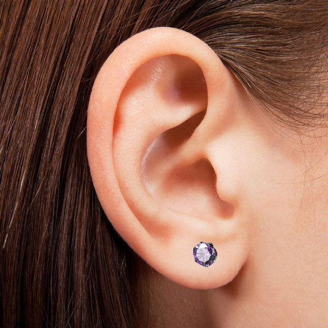 Surgical Steel Earring Stud 20 Gauge with Round CZ Gem