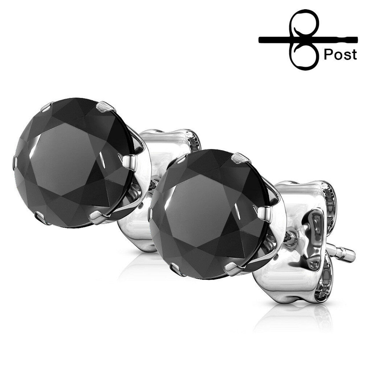 Surgical Steel Earring Stud 20 Gauge with Round CZ Gem