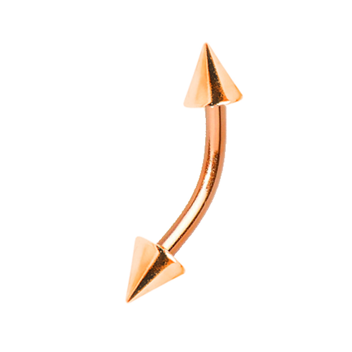 Surgical Steel Rose Gold Eyebrow Ring Curved Barbell 16 Gauge - 2 Pack