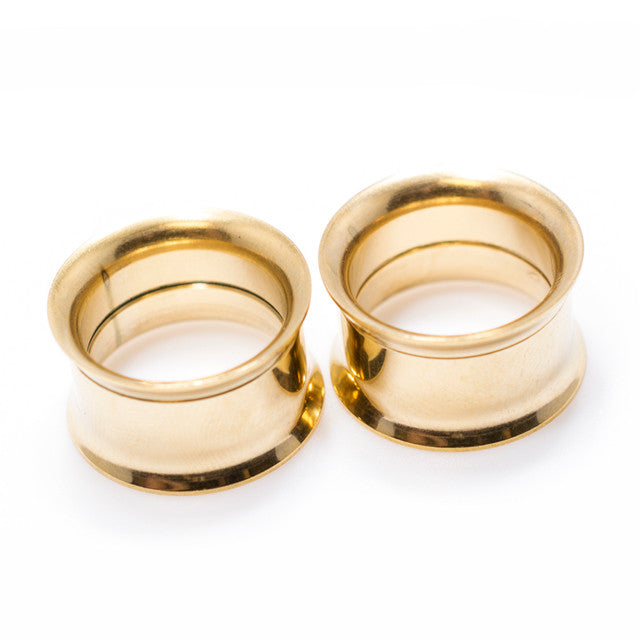 Double Flared Gold Screw Fit Plug Ear Tunnel 8 to 1" Gauge - Pair