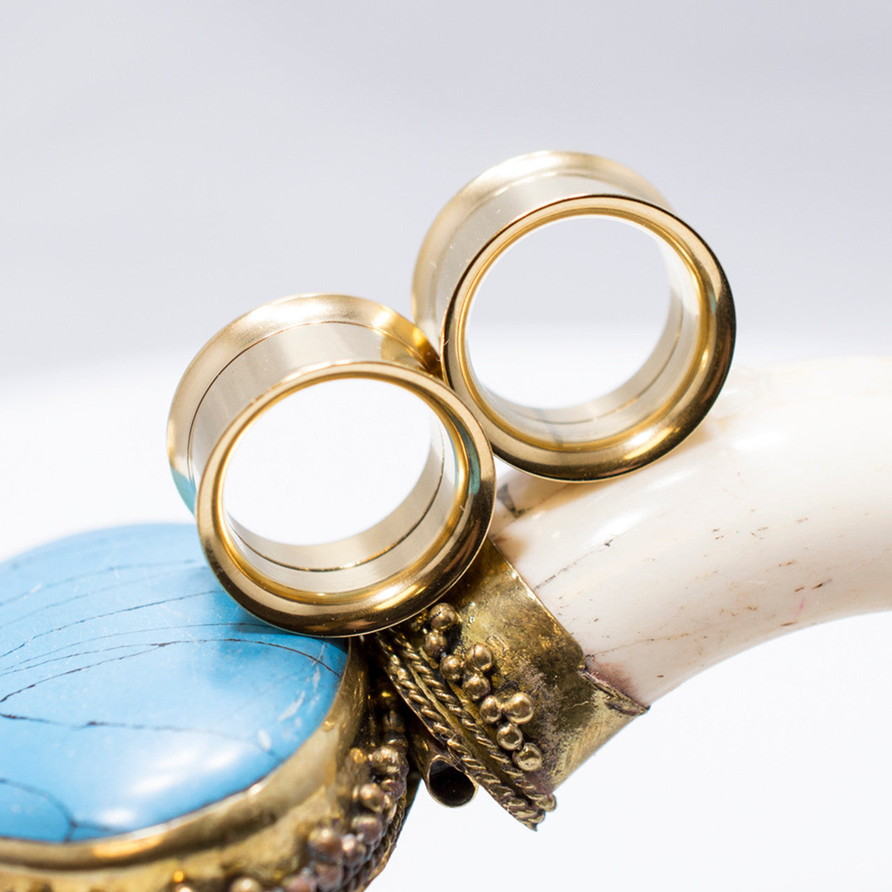 Double Flared Gold Screw Fit Plug Ear Tunnel 8 to 1" Gauge - Pair