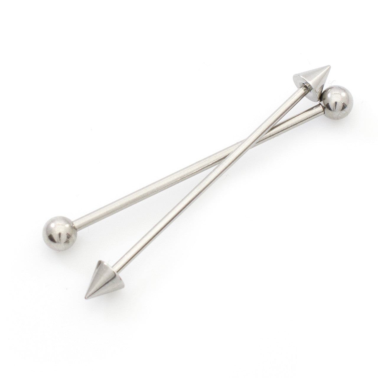 Surgical Steel Industrial Barbell 14 Gauge 38 MM Ball & Spike - 2 Pack