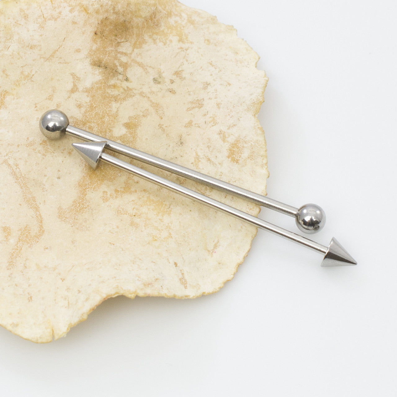Surgical Steel Industrial Barbell 14 Gauge 38 MM Ball & Spike - 2 Pack