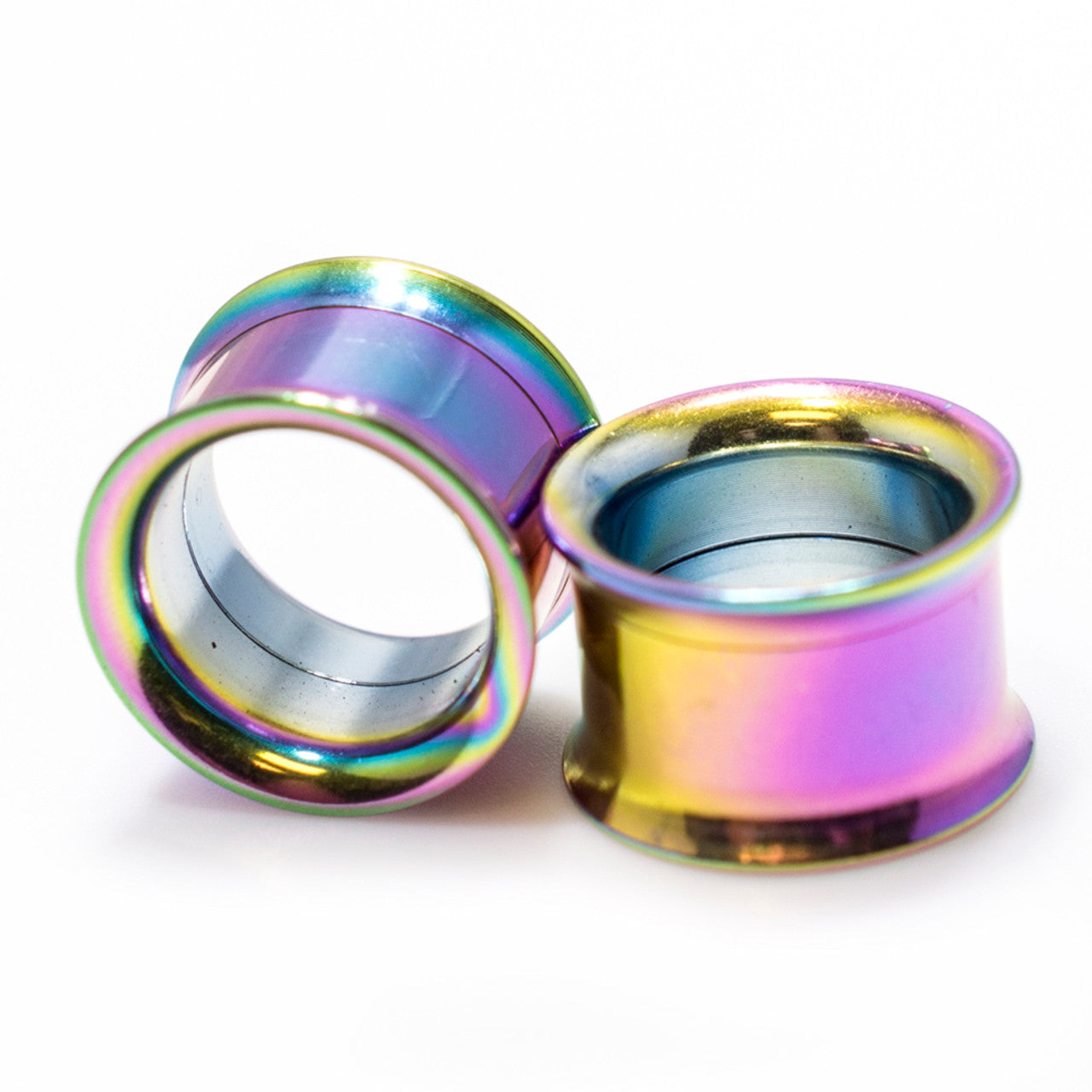 Double Flared Rainbow Screw Fit Plug Ear Tunnel 8 to 1" Gauge - Pair