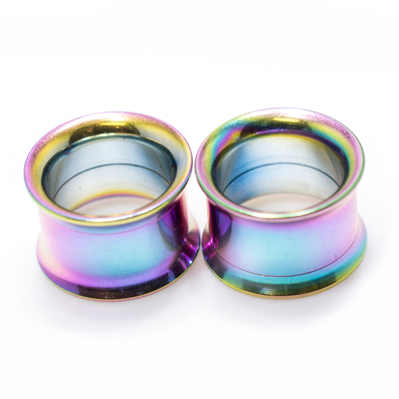Double Flared Rainbow Screw Fit Plug Ear Tunnel 8 to 1" Gauge - Pair