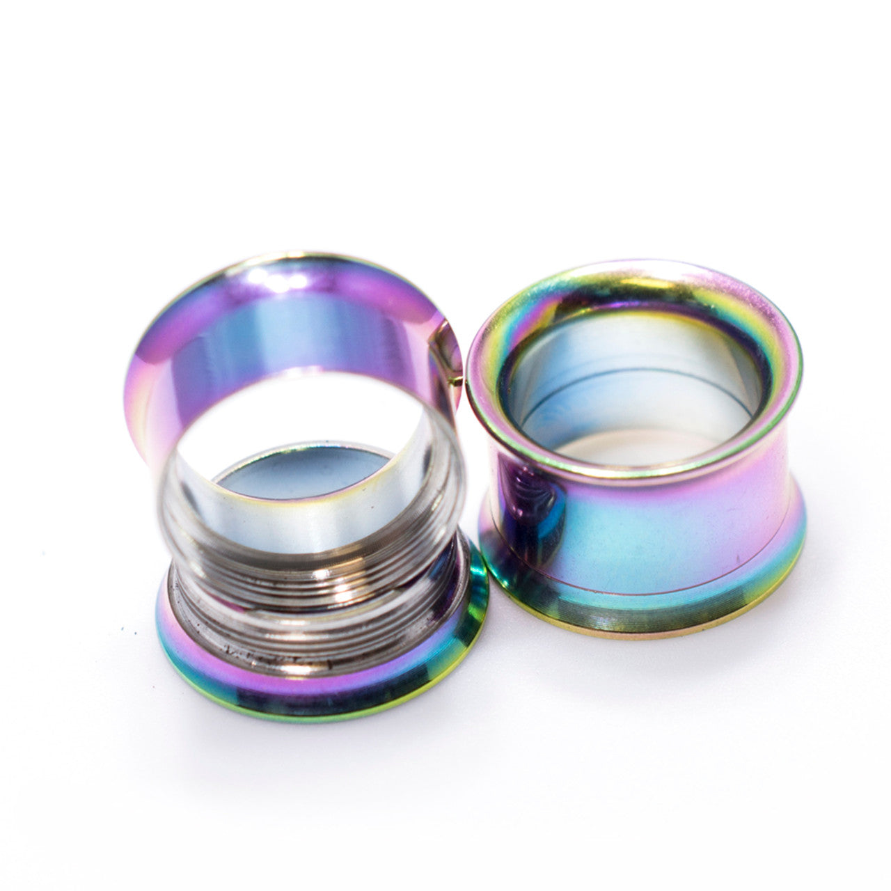 Double Flared Rainbow Screw Fit Plug Ear Tunnel 8 to 1" Gauge - Pair