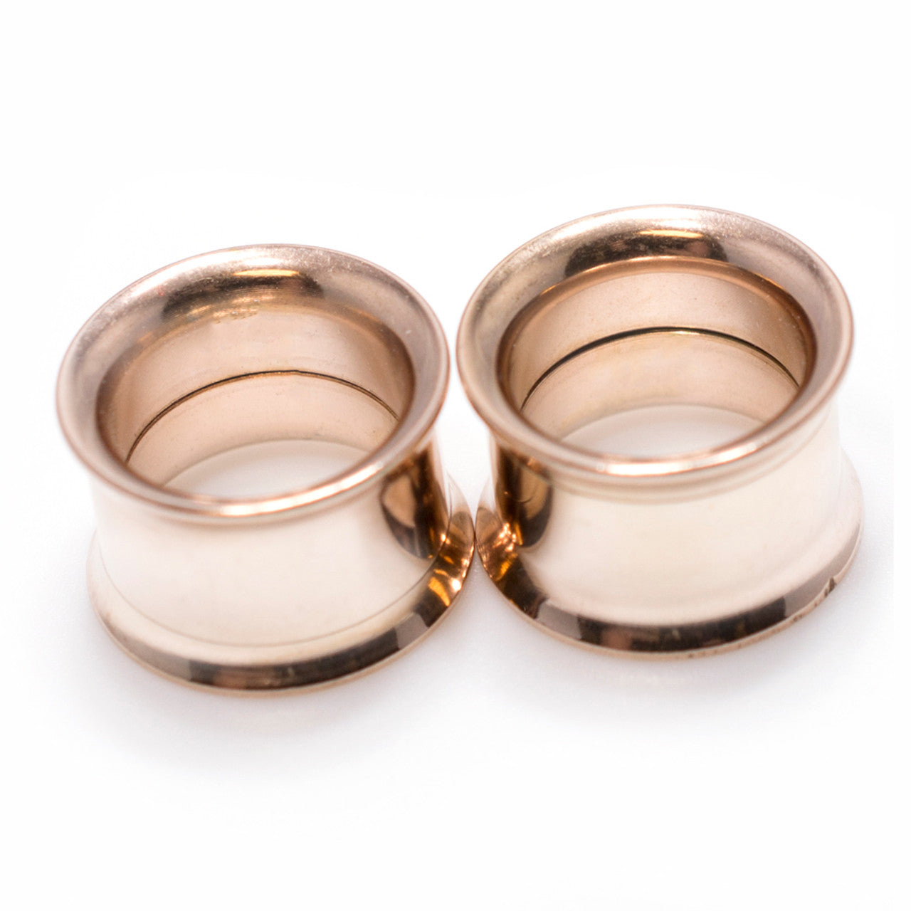 Double Flared Rose Gold Screw Fit Plug Ear Tunnel 8 to 1" Gauge - Pair