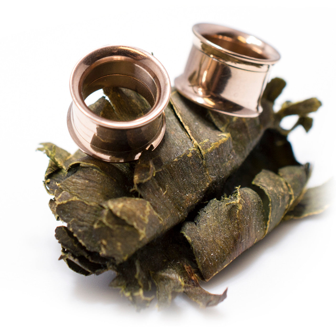 Double Flared Rose Gold Screw Fit Plug Ear Tunnel 8 to 1" Gauge - Pair