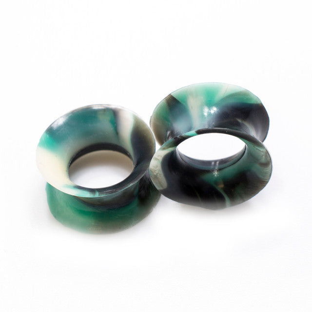 Double Flare Silicone Plug Ear Tunnel 2 to 1/2 Gauge Camouflage - Pair