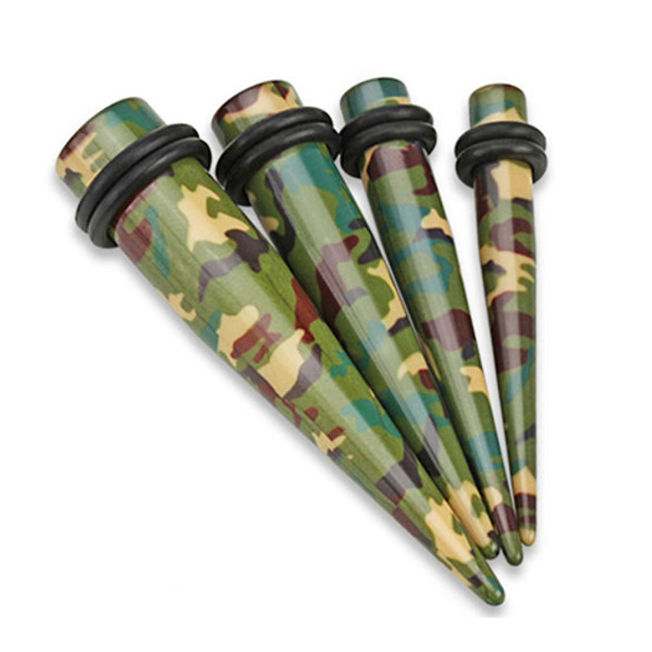 Acrylic Straight Tapers Plug Ear 8 to 00 Gauge Camouflage - Pair