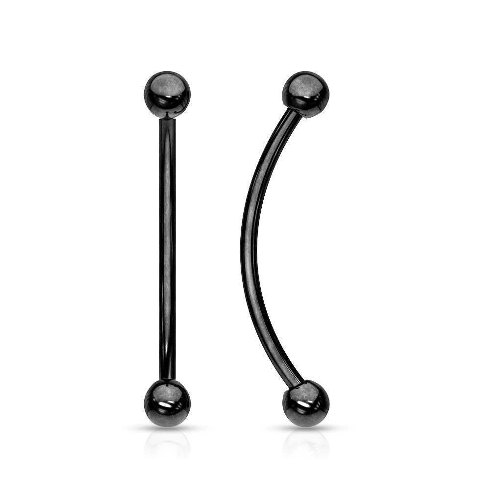 Surgical Steel Anodized Curved Barbell Tongue Ring 16 Gauge Snake Eye