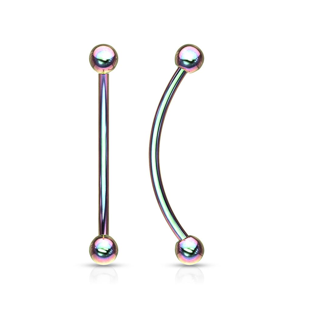 Surgical Steel Anodized Curved Barbell Tongue Ring 16 Gauge Snake Eye