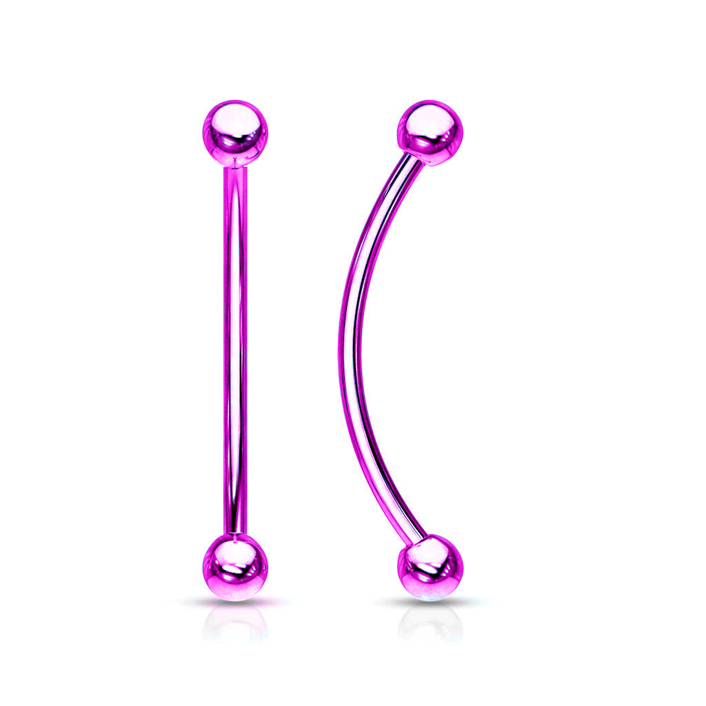 Surgical Steel Anodized Curved Barbell Tongue Ring 16 Gauge Snake Eye