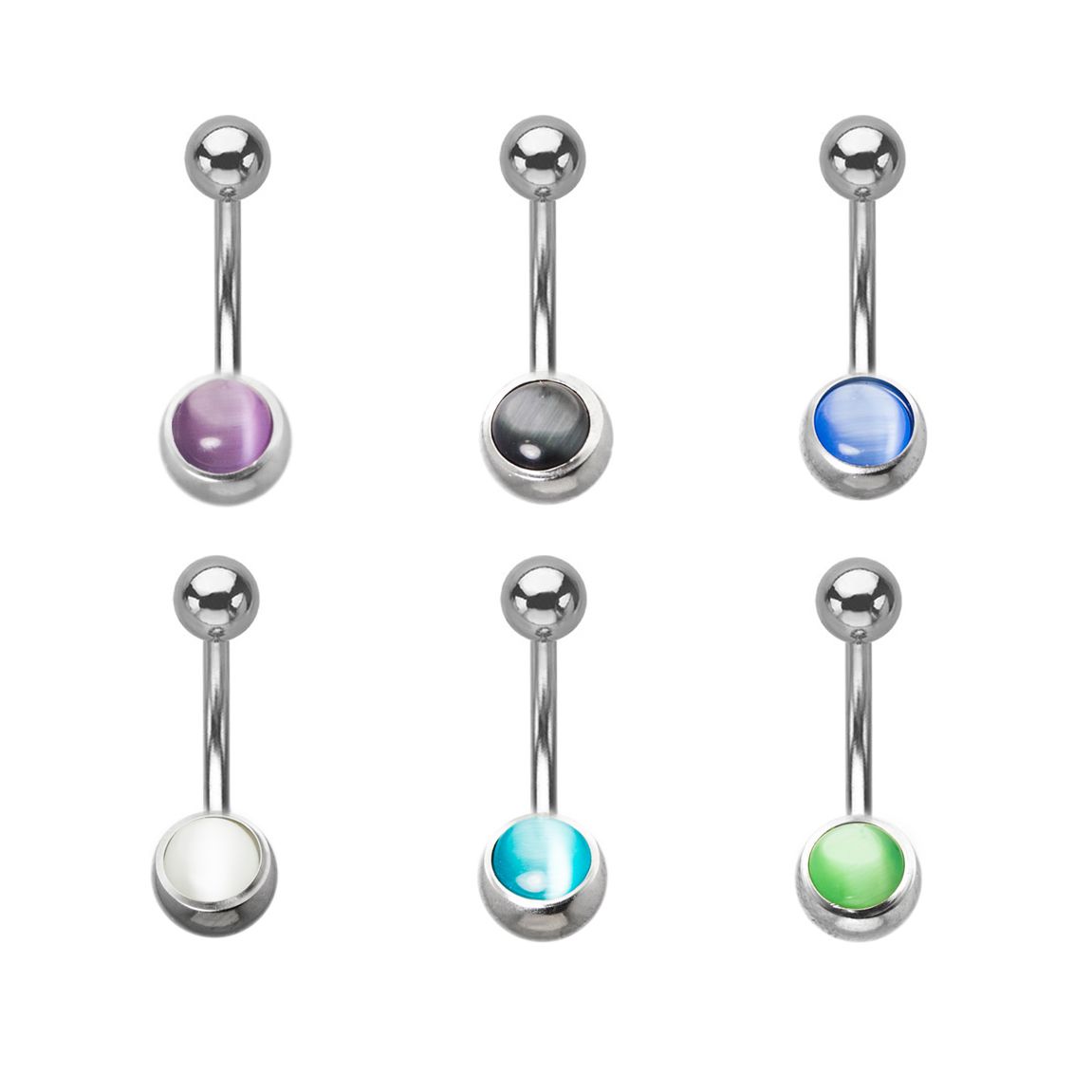 Surgical Steel 14 Gauge Belly Ring with Semi Precious Stone
