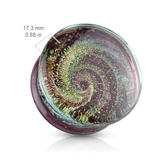 Double Flared Glass Plugs Ear 2 to 1" Gauge With Galaxy Swirl - Pair