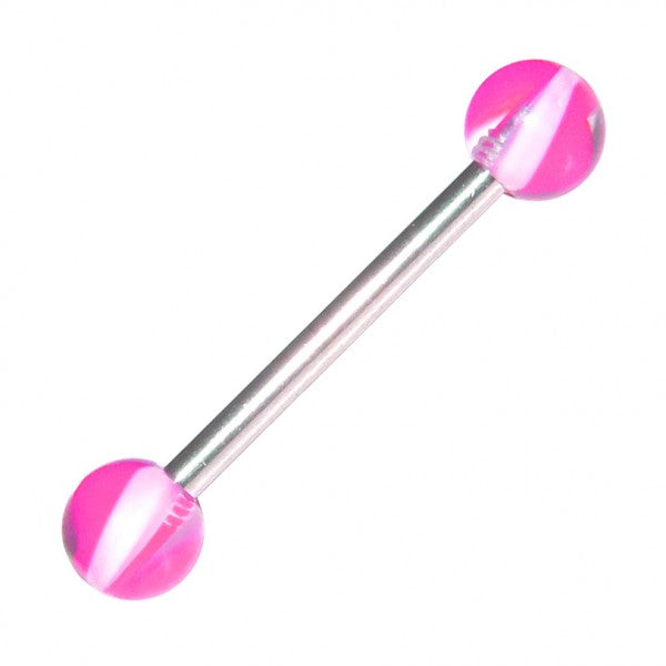 Titanium Tongue Ring Straight Barbell 14 Gauge Acrylic Ball - 10 Pack