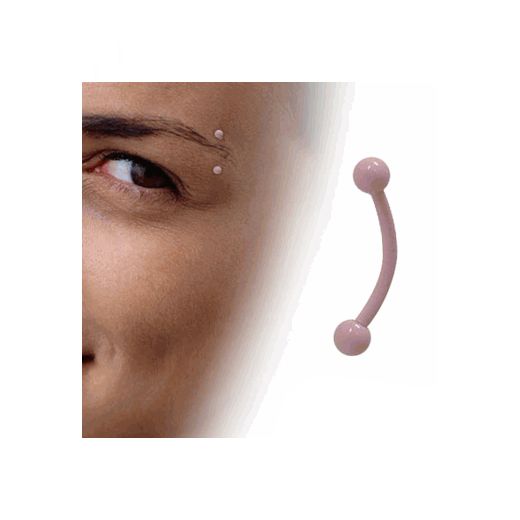 Surgical Steel 16 Gauge Curved Eyebrow Barbell with Pink Plated Balls