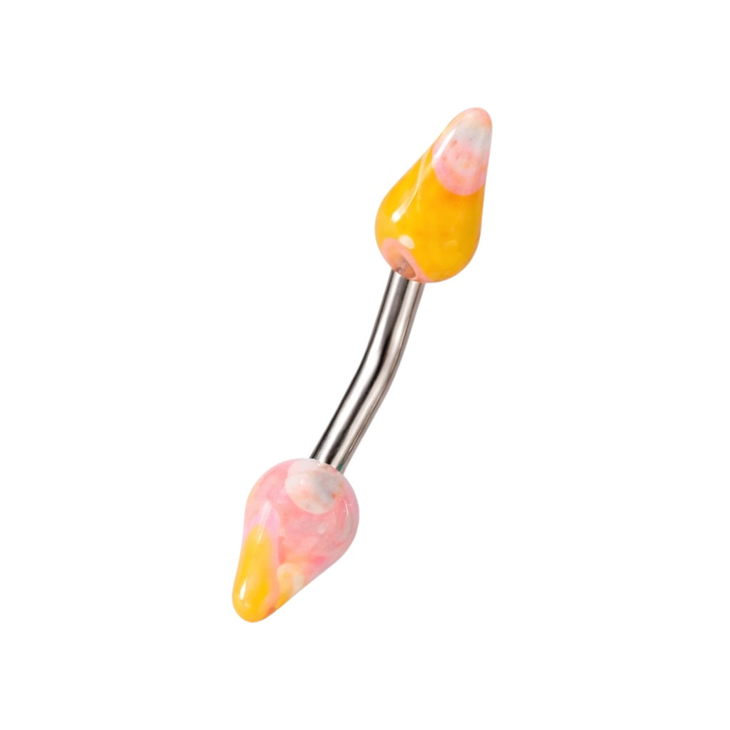 Surgical Steel 14 Gauge Curved Eyebrow Barbell with UV Glow Spike - photo 5