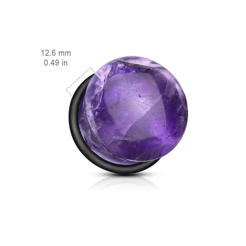 Single Flared Plug Ear Tunnel 6 to 5/8" Gauge & Amethyst Stone - Pair