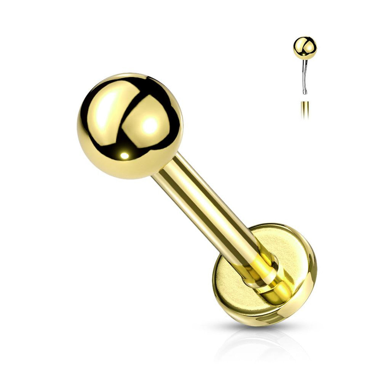 Titanium Labret Stud 20 18 & 16 Gauge Threadless Flat Back Ring