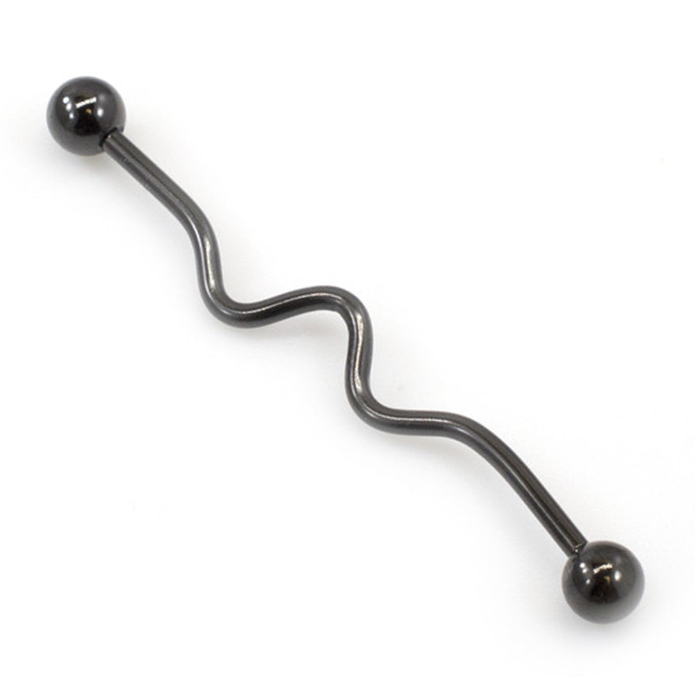 Surgical Steel 14 Gauge Industrial Barbell with Spiral PVD - photo 5