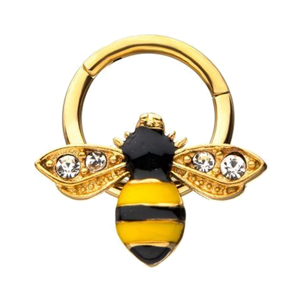 Surgical Steel 16 Gauge Hinged Bee CZ Clicker Segment Ring - 8mm - photo 5