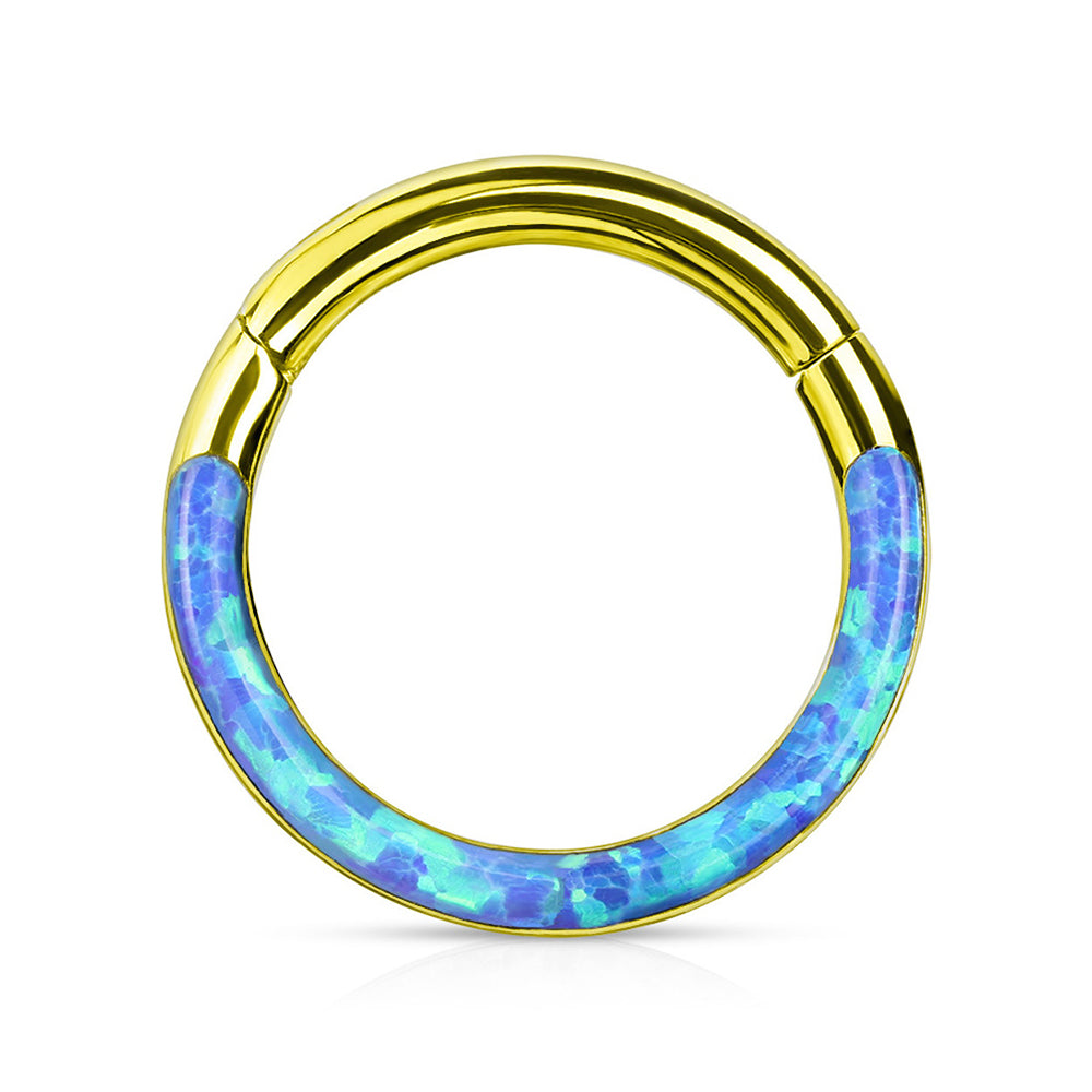 Surgical Steel 16 Gauge Front Facing Opal Hinged Segment Ring - photo 7