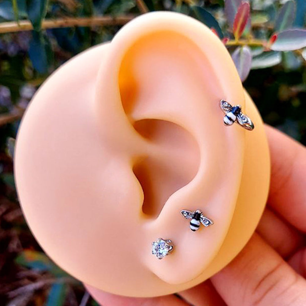 Surgical Steel 16 Gauge Cartilage Barbell with CZ Bumble Bee - photo 5