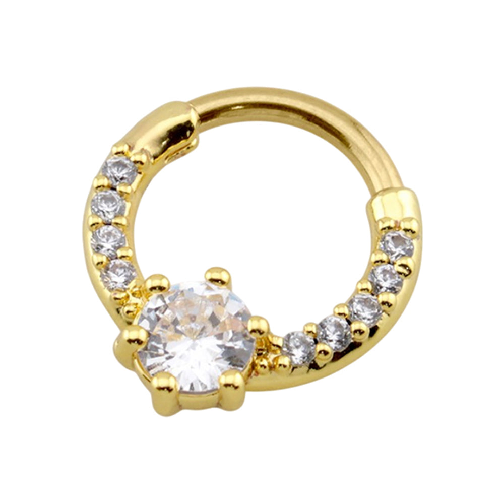 Surgical Steel 16 Gauge Hinged Segment Rings with Paved Round CZ