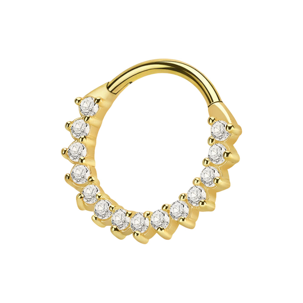 Titanium 16 Gauge Hinged Segment Rings with Sun Paved CZ