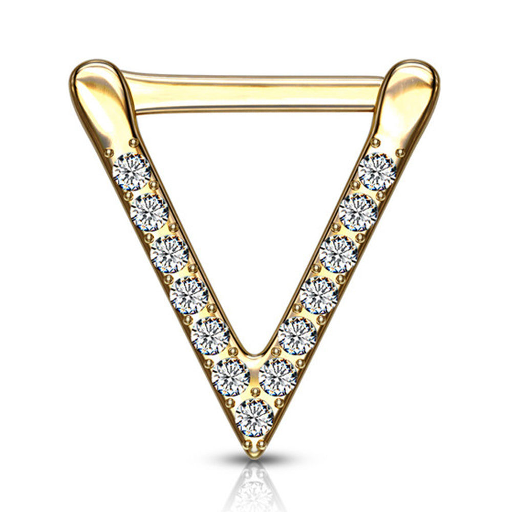 Surgical Steel 16 Gauge Paved CZ Triangle Septum Clicker - 8mm - photo 6