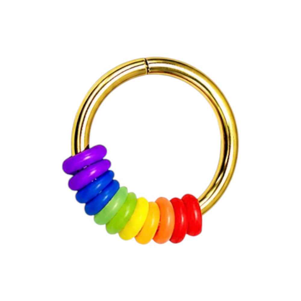 Surgical Steel 16 Gauge Septum Clicker Hoop Earrings Pride O Rings