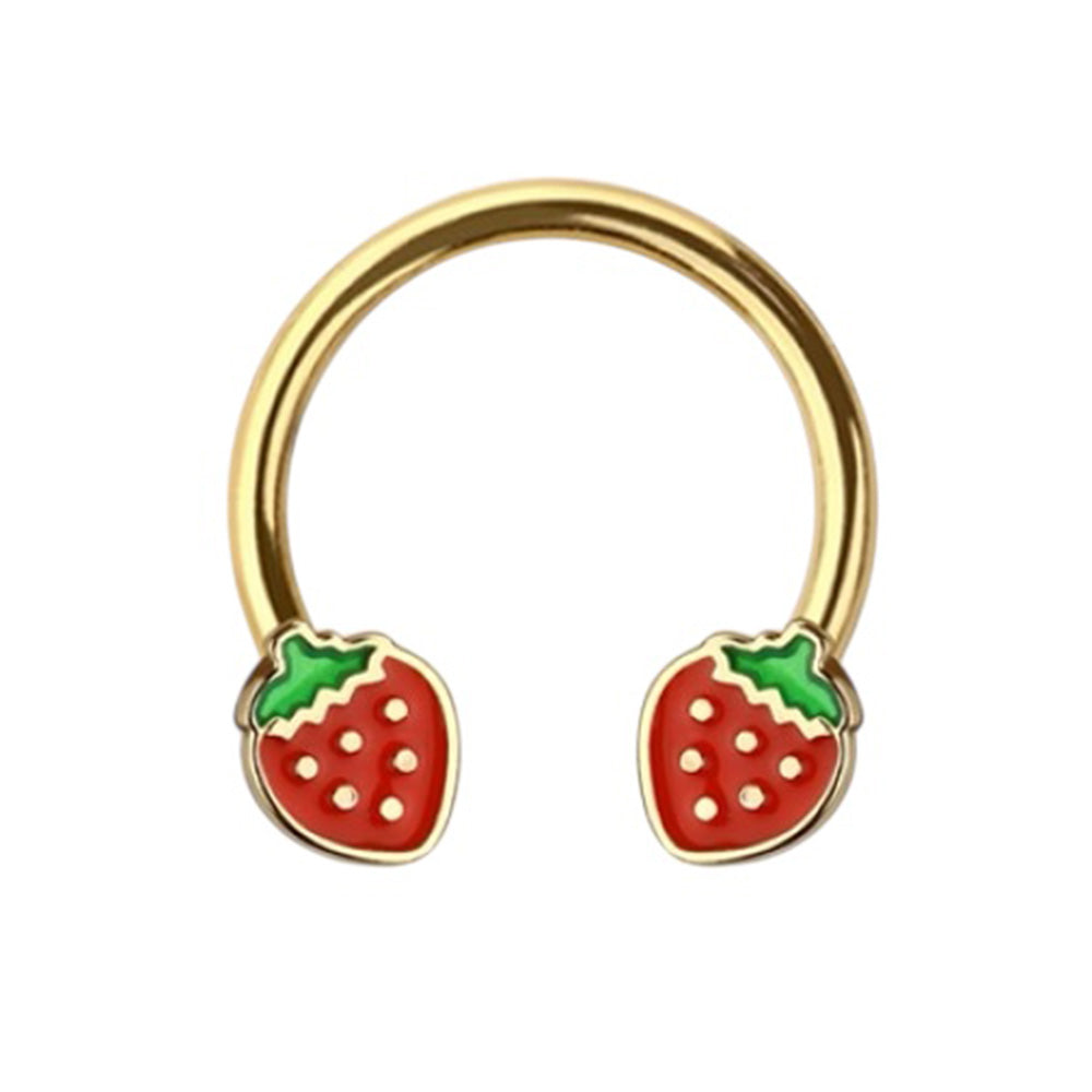 Surgical Steel Horseshoe Circular Barbell 16G 10mm with Strawberry End - photo 4