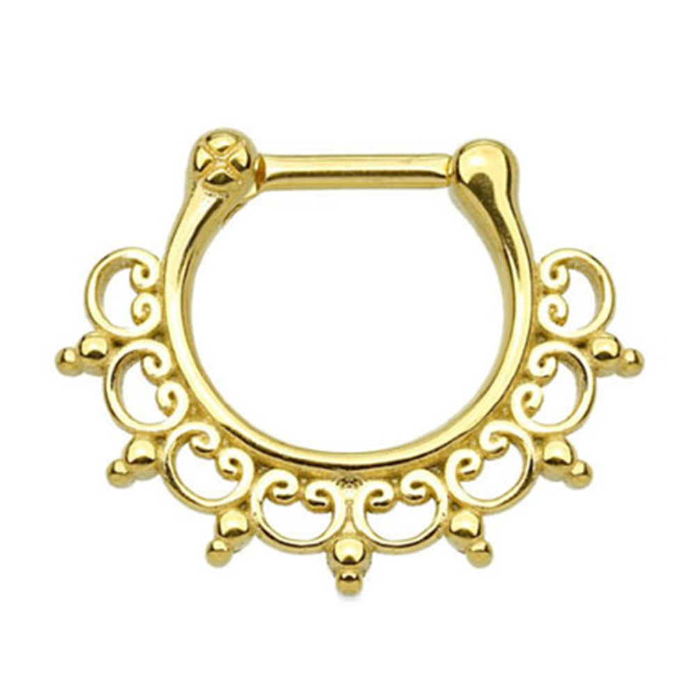 Surgical Steel 16 Gauge Tribal Fan Septum Clicker Hoop - 6mm - photo 4