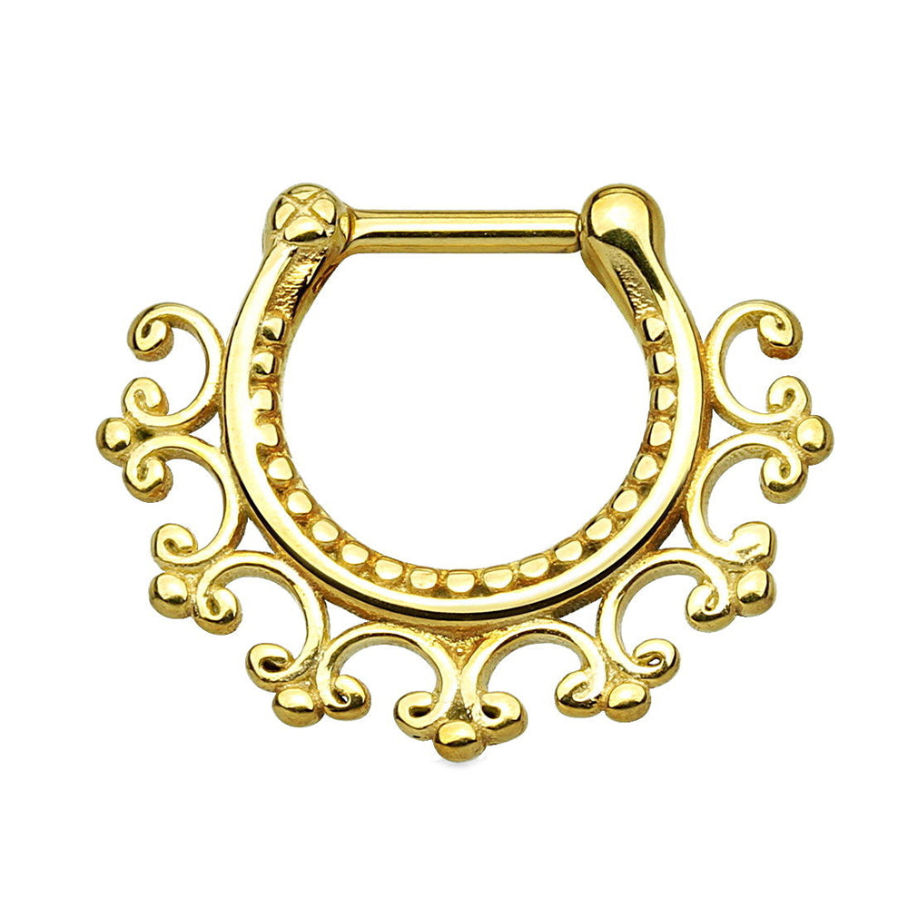 PVD Gold Surgical Steel 16 Gauge Tribal Septum Clicker - 6mm