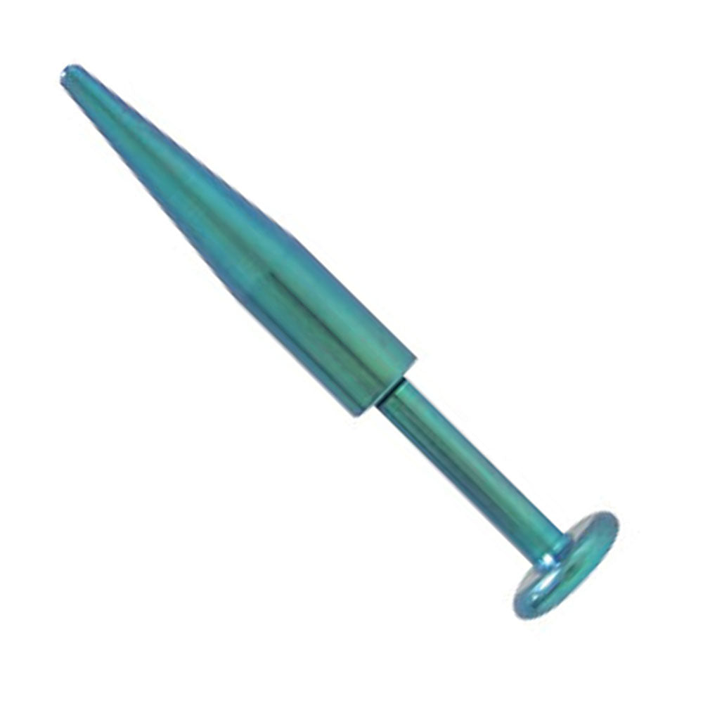 Titanium 14 Gauge Labret Stud with PVD Green Long Spike