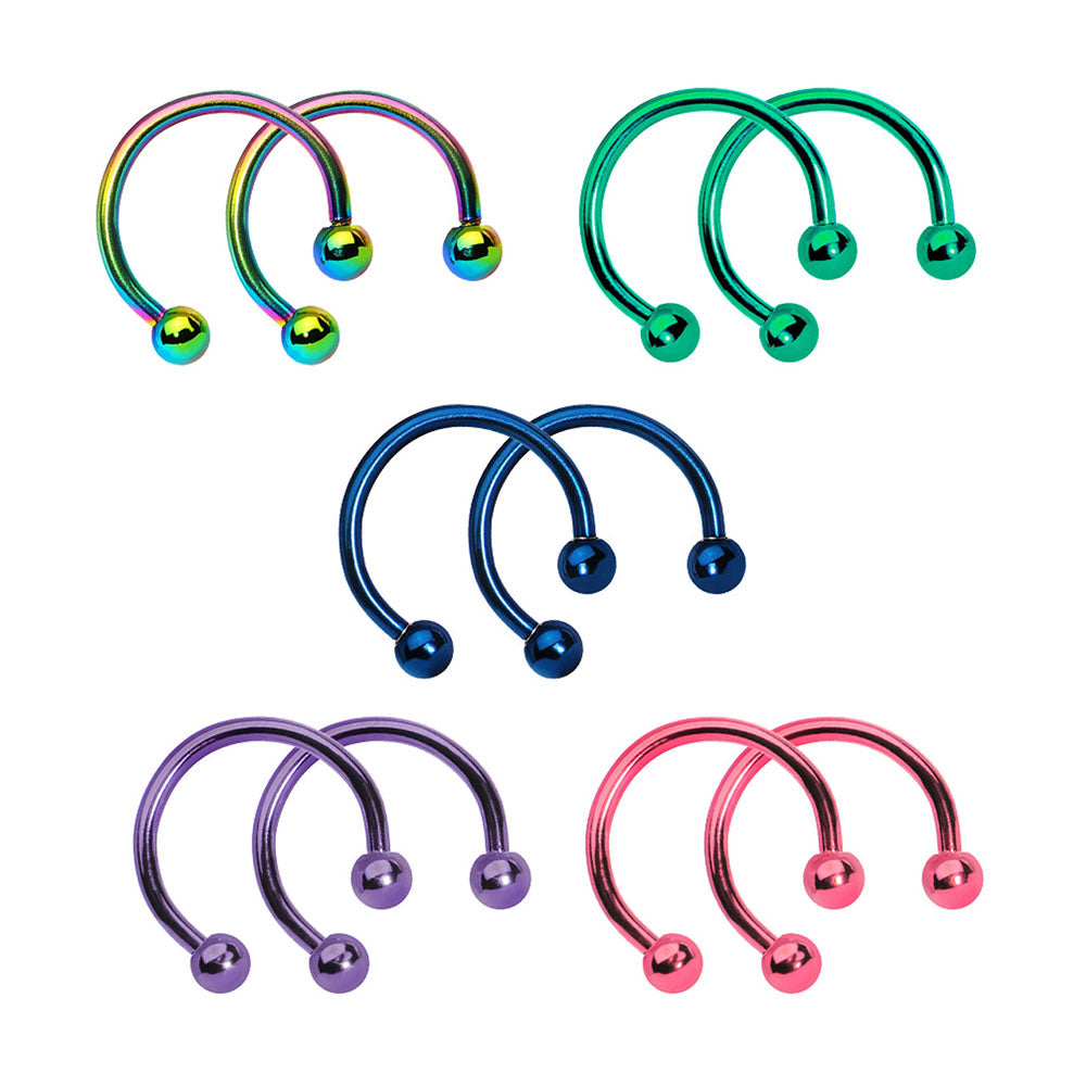 Surgical Steel PVD Horseshoe Circular Barbells 16 Gauge 8mm - 10 Pack