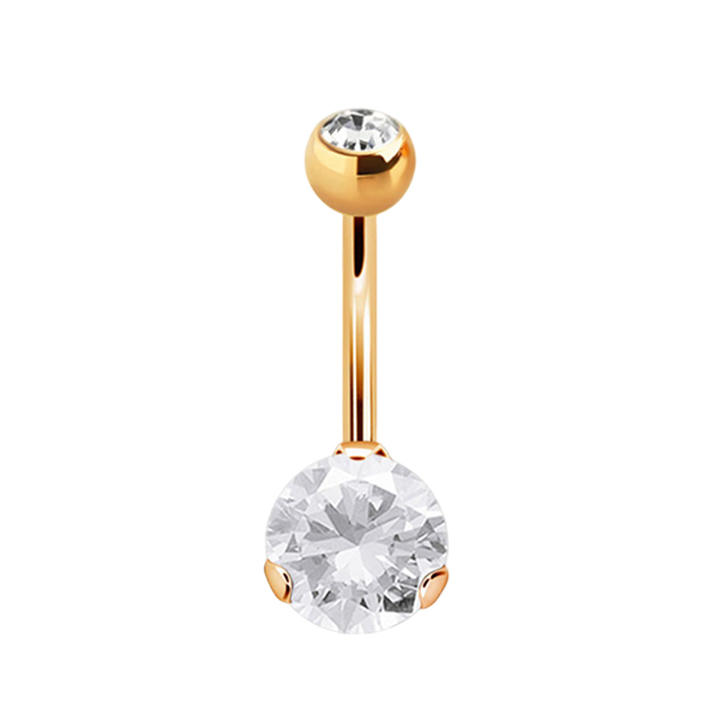 Surgical Steel Belly Button Ring 14G 14mm with CZ & PVD Colors - photo 8