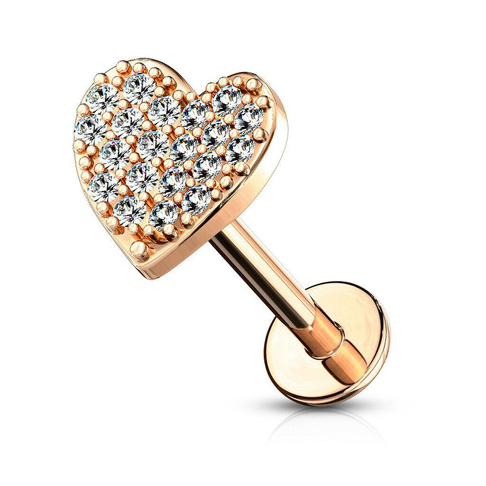 Surgical Steel 16 Gauge Labret Stud with Paved CZ Heart - photo 6