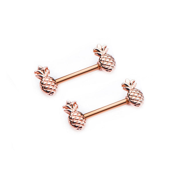Surgical Steel 14 Gauge Nipple Barbells with Pineapple - Pair - photo 4